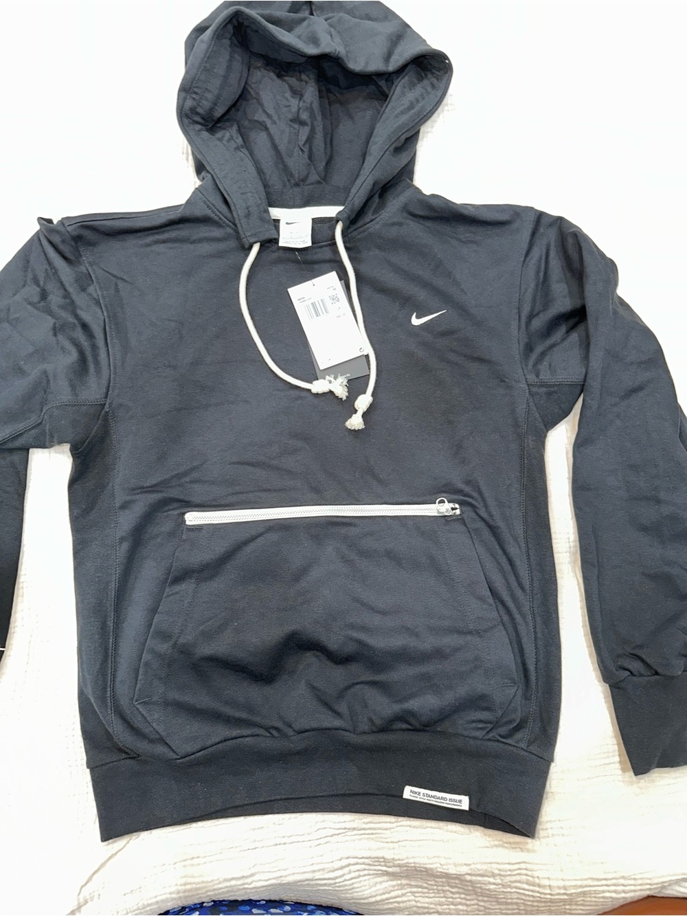 Nike Black Crewneck Hooded Sweatshirt with White Accents